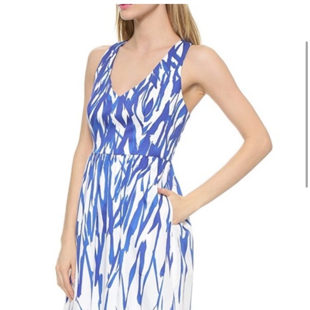 NWT MILLY Isadora A-Line Brushstroke Dress Blue White Size 2 - Picture 3 of 14